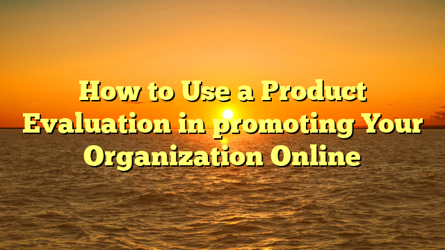 How to Use a Product Evaluation in promoting Your Organization Online